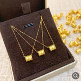 18k Women's Real Chain Necklace 999 Space Pendant Necklace Chains