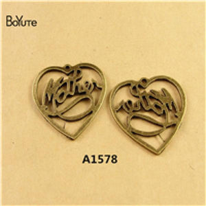 BoYuTe (60 Pieces/Lot) Mother Heart Charm Pendant Antique Bronze Jewelry Making
