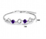 925 Sterling Silver Amethyst Bracelet Heart Purple Crystal Zircon Bracelet