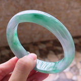 Zheru Jewelry Natural Burmese Jade Two-Tone Green Bracelet