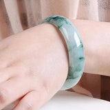 Zheru Jewelry Natural Myanmar Jadeite 54-64mm Light Flower Bracelet