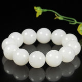 Natural Hetian Jade Round Bead 18-19mm Bracelet Jewelry Gift