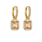 HECHENG Colorful Zircon Enamel Earrings 18K Plated Jewelry