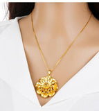Copper Euro Sandblasted Large Rose Pendant Brass Plated Flower