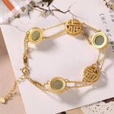 Natural Hetian Chalcedony Double Inlaid Bracelet Lightweight Charm