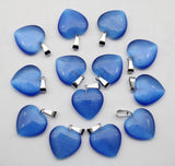 12pcs Agates Cat Eyes Stone 20mm Heart Pendant for Diy Jewelry
