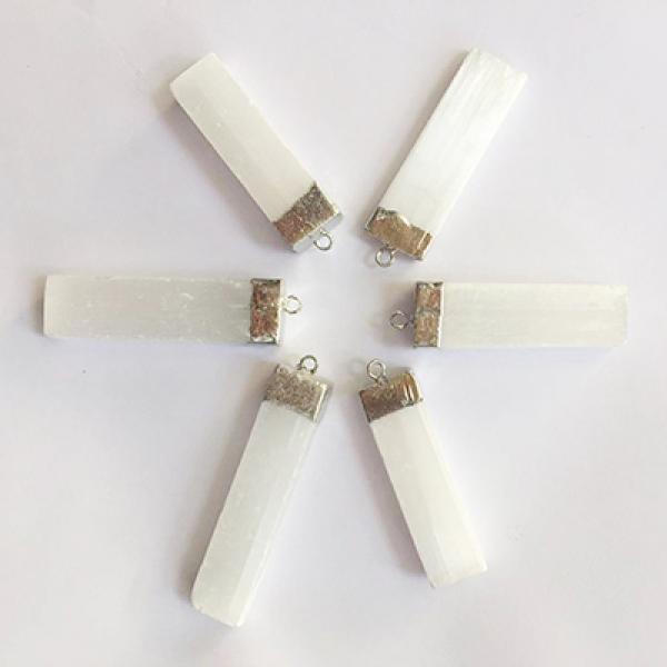 Men's Stone Rectangle Gypsum Ore Pendant Necklace