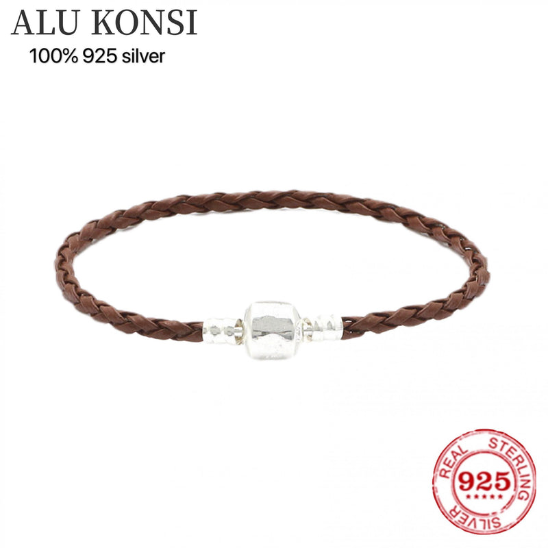 Leather Charm Bracelet with Barrel Clasp - Hot Sale