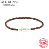 Leather Charm Bracelet with Barrel Clasp - Hot Sale