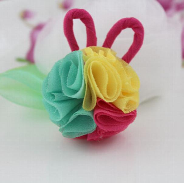 3D Rabbit Flowers Chiffon Bunny DIY Headbands Supplies