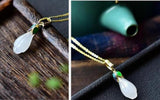 Jade Flower Earring Pendant Set - Elegant Jewelry Set