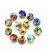 8mm Multicolor Cloisonne Thread Round Beads DIY Enamel Wire Inlay Loose Beads