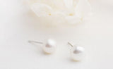Freshwater Pearl Earrings 925 Silver Flat Round Beads Jewelry Gift