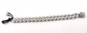 Coffee Beans Antique Silver Leather Women Bracelet