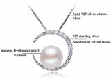 Freshwater Pearl Moon Pendant 925 Sterling Silver Jewelry for Women