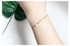 925 Sterling Silver Geometric V Bracelet Sweet Style