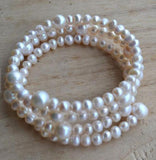 3-Row Freshwater Pearl Bracelet Wedding Bridesmaids Jewelry