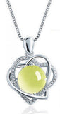 925 Silver Necklace with Natural Crystals Angel Wings Heart Pendant