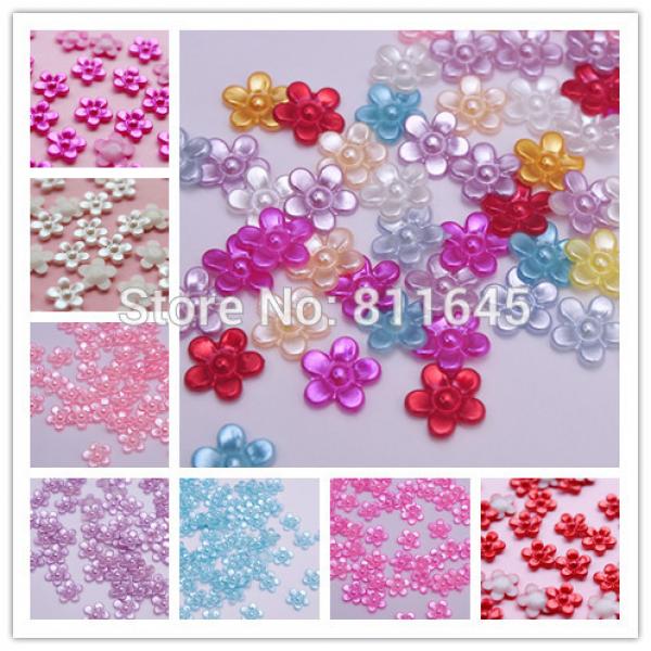 1000pcs/set 12mm Flatback Pearl Flower Embellishment Wedding Craft