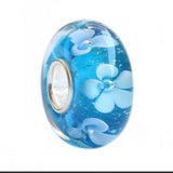 925 Silver 3D Flowers Glass Charm Beads Fit European Bracelet