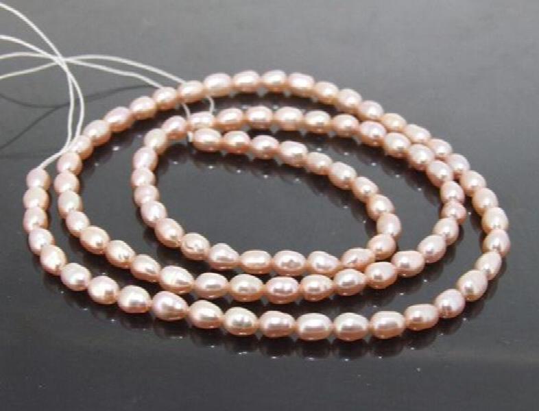 4-5mm Rice Pink Freshwater Pearl Loose Beads 14in DIY Necklace