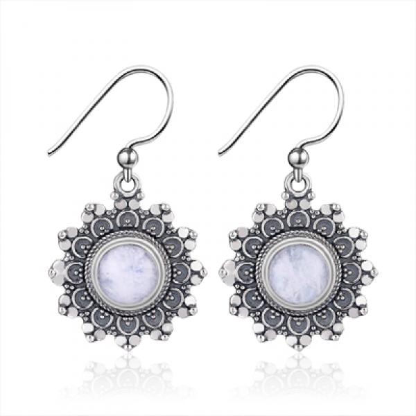 925 Sterling Silver Snowflake Moonstone Earrings for Women
