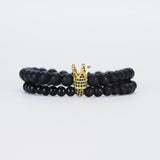CZ King Crown Charms Beads Bracelet for Men Women