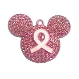 10pcs Pink Minnie Rhinestone Pendants Breast Cancer Awareness