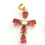 10pcs Multicolor Glass Cross Pendant,Plated CZ Charm