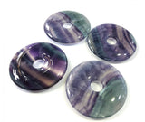 50mm Fluorite Donuts Natural Colorful Stones Pendant Necklace 1PC