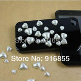 500pcs Mixed Sizes Ivory Half Heart Flatback Pearl Beads DIY Phone Case Deco