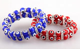 8mm Double Row Evil Eye Bracelet with Crystal Spacer