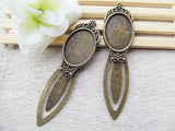 10pcs Antique Oval BookMark Base Setting Tray Bezel Pendant Charm