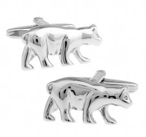 iGame Bear Cuff Links Silver Novelty Animal
