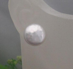 14mm Coin Freshwater Pearl Silver Stud Earrings