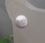 14mm Coin Freshwater Pearl Silver Stud Earrings