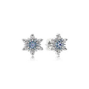 Snowflake Winter Ice Stud Earrings Gift Sterling Silver Jewelry For Woman