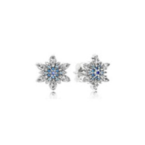 Snowflake Winter Ice Stud Earrings Gift Sterling Silver Jewelry For Woman