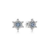 Snowflake Winter Ice Stud Earrings Gift Sterling Silver Jewelry For Woman