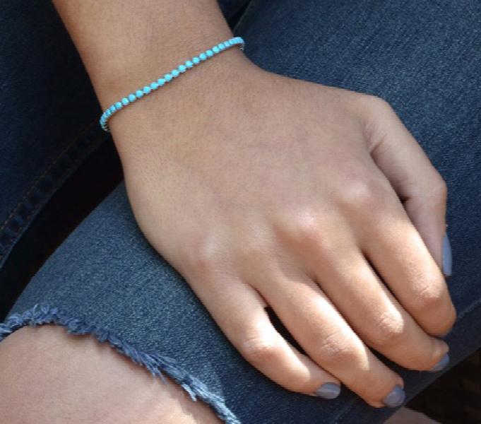 925 Sterling Silver Turquoise Wedding Tennis Bracelet