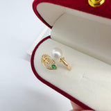 Natural Freshwater Pearl Crystal Feather 14k Filled Ladies Party Ring