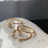 925 Silver Zircon Mini Lines Open Ring For Women Jewelry
