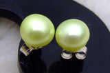Qingmos Light Green Pearl Earrings 7-8mm Sterling Silver Stud Fine Jewelry