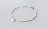 925 Sterling Silver Coin Round Beads Chain Anklet Bracelet