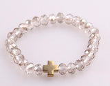 Cross Charm Crystal Glass Beads Bracelet for Women
