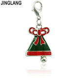 Christmas Lobster Clasp Charms Enamel Bow Tie Bells Pendant