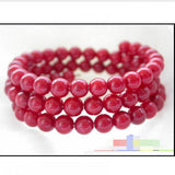 Red Coral Bead Bracelet 6mm Round Extendible 5.26
