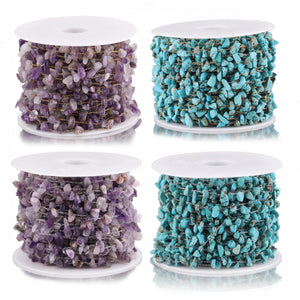 1 Meter Turquoise Gemstone Stainless Steel Chains for DIY Jewelry Making