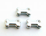 20PCS 10MM Rhinestone Dog Bone Slide Charm for DIY Leather Wristband Keychains