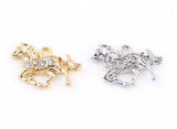 20PCS/lot 24x15mm Rhinestones Horse Pendant Charms DIY Accessory